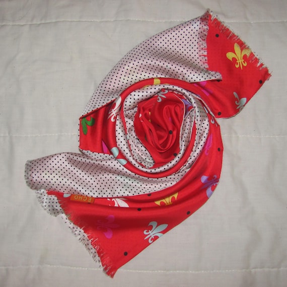 Vintage Echo Rectangular Silk Scarf - Double Side… - image 2