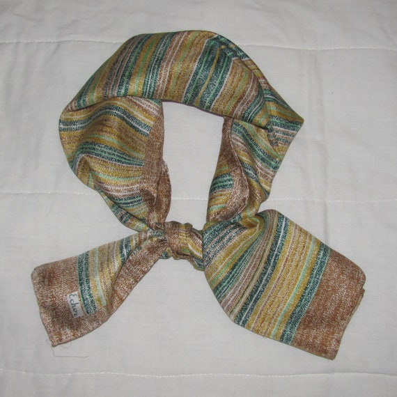 Vintage Echo Rectangular Silk Scarf - Brown with … - image 8