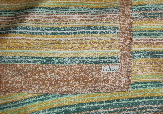 Vintage Echo Rectangular Silk Scarf - Brown with … - image 3