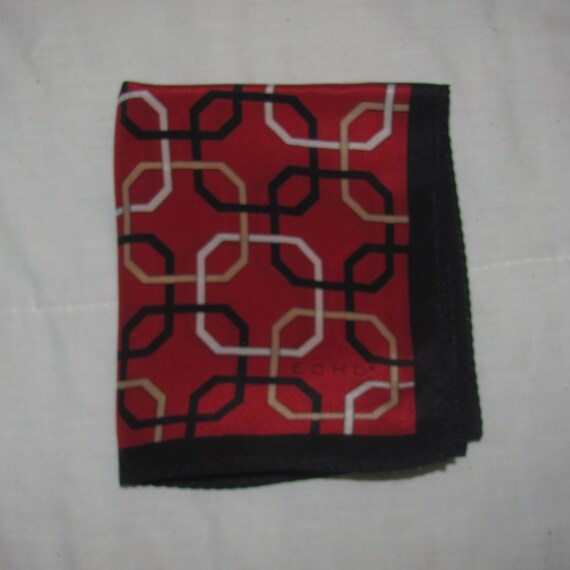 Vintage Echo Rectangular Silk Scarf - Red with Ge… - image 6