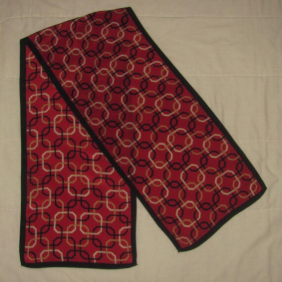 Vintage Echo Rectangular Silk Scarf - Red with Ge… - image 4