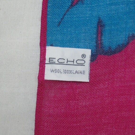 Vintage Echo Wool Scarf/Shawl - Rectangular Pink … - image 2