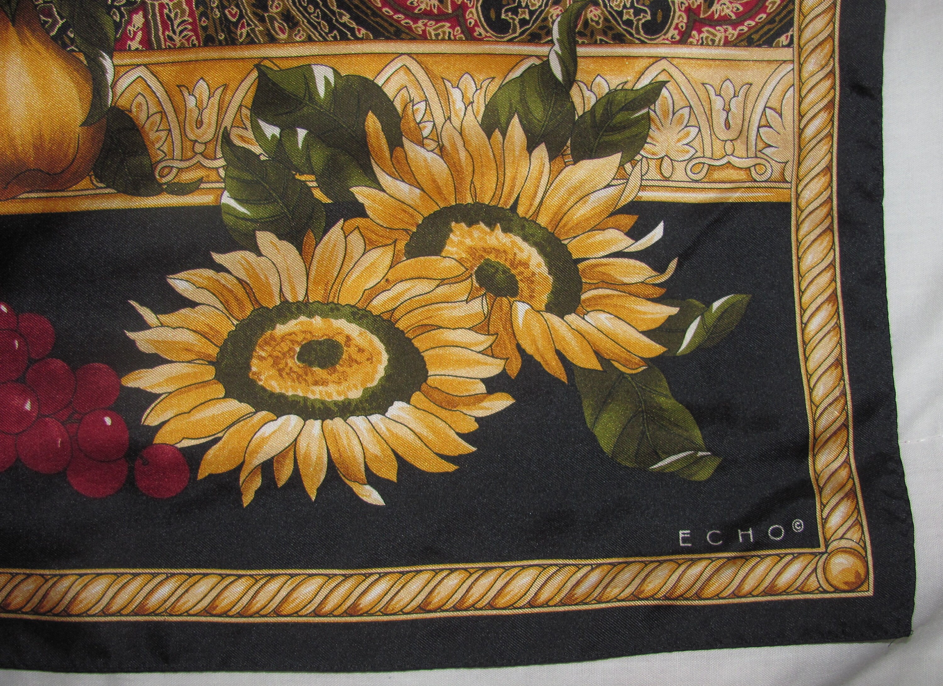 Vintage Großer Quadratischer Echo-Seidenschal Kunstschal mit | Etsy