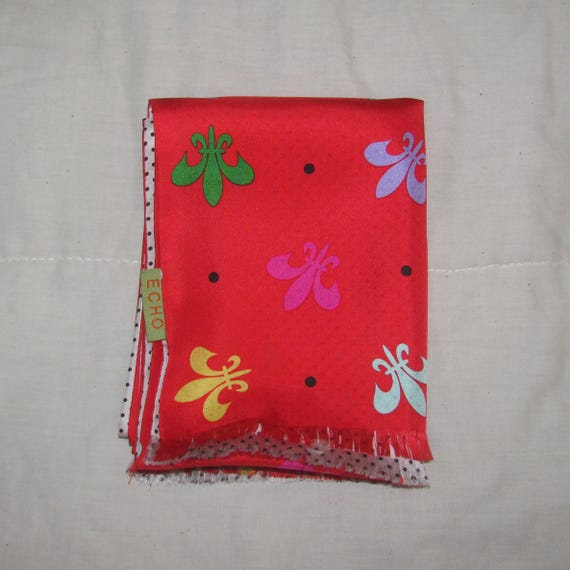 Vintage Echo Rectangular Silk Scarf - Double Side… - image 1