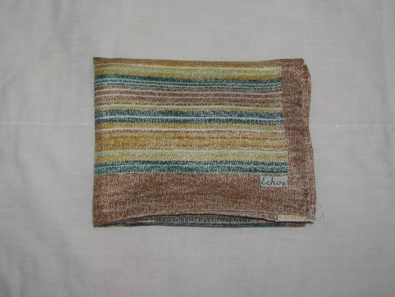 Vintage Echo Rectangular Silk Scarf - Brown with … - image 9