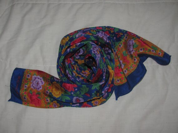 Vintage Rectangular Echo Silk Scarf - Bright Flow… - image 4