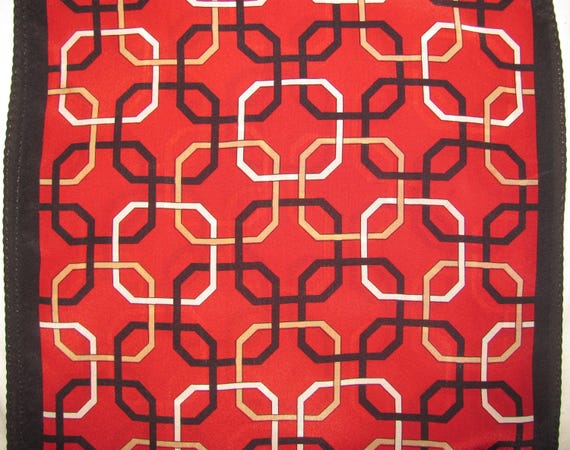 Vintage Echo Rectangular Silk Scarf - Red with Ge… - image 3