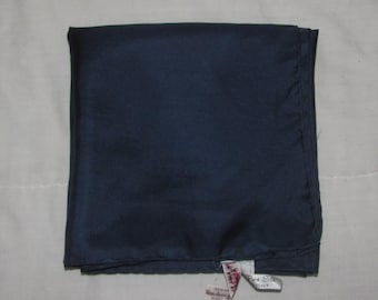 Vintage Hudson's Bay Company Silk Scarf - Store Brand Dark Navy Blue Monochrome Scarf