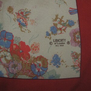 Vintage Liberty of London Square Silk Scarf - Brown Border with Floral Print, Flowers - Autumnal Colours - Made in Japan image 2