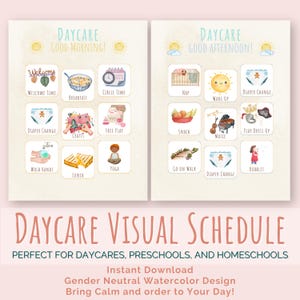 Carrés visuels pour l'horaire de la garderie | Cartes de routine imprimables PESC et rythme quotidien pour enfants | Téléchargement numérique