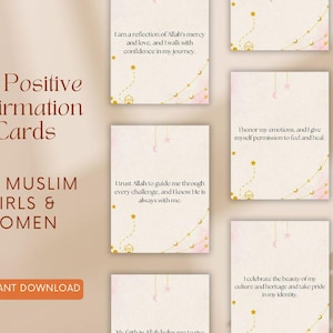 30 islamische positive Affirmationskarten für muslimische Mädchen und Frauen, islamische Printables, tägliche Erinnerungen