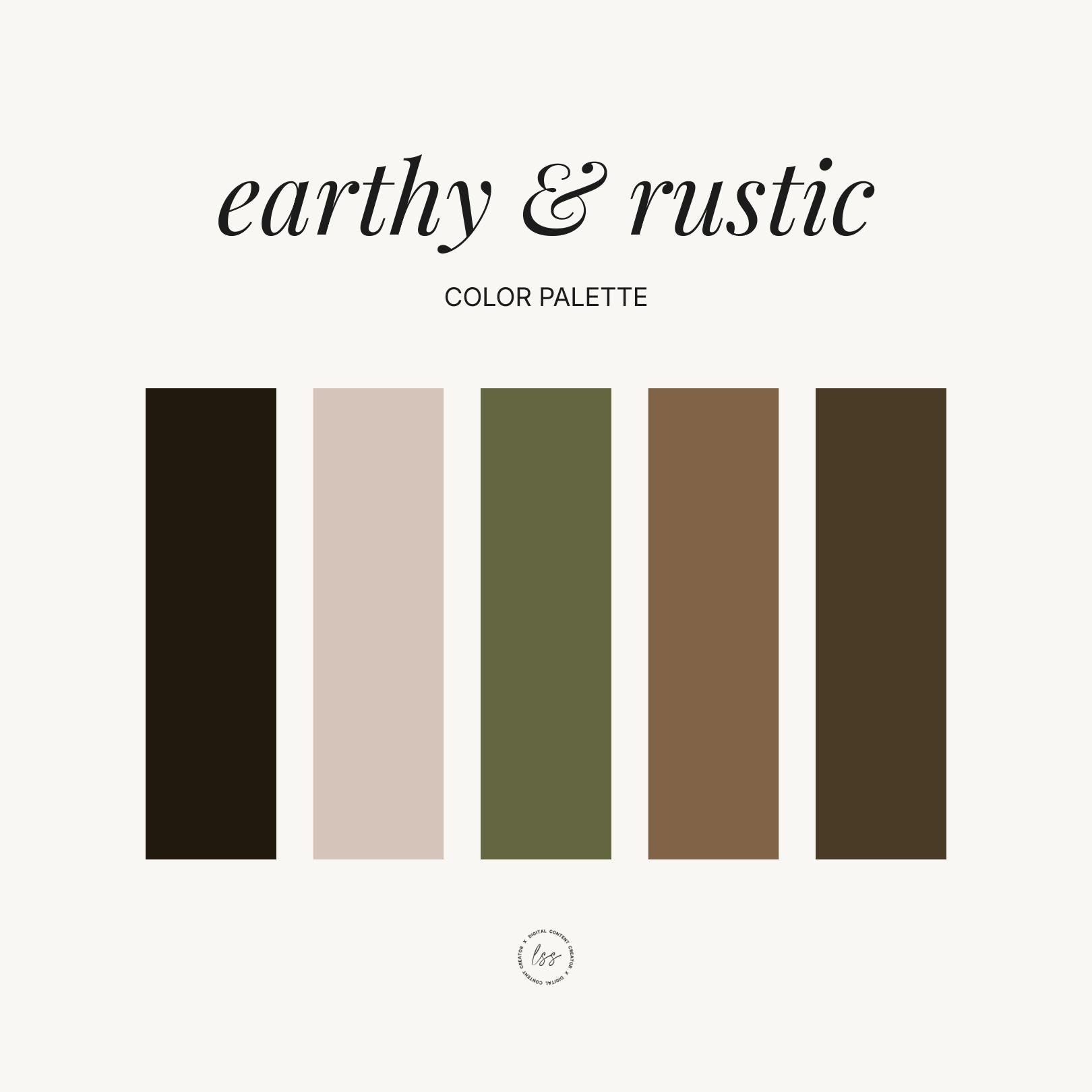 Earthy & Rustic - Brand Color Palette - Etsy