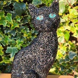 Handmade Rhinestone Black Cat 25CM