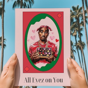 Hip-Hop Valentine - bewerkbare hiphop-valentijnskaartsjabloon - digitale download voor romantische cadeaus, Tupac Shakur, Valentijnsdag uit de jaren 90, PO2