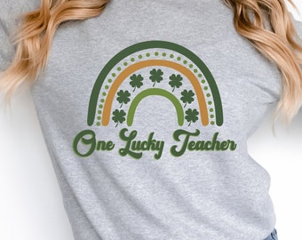 One Lucky Teacher Shirt PNG, St Patricks Day Sublimation File, Digital Download