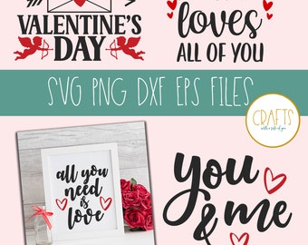 Valentines Day SVG Bundle, Valentines PNG, Cut Files Digital Download