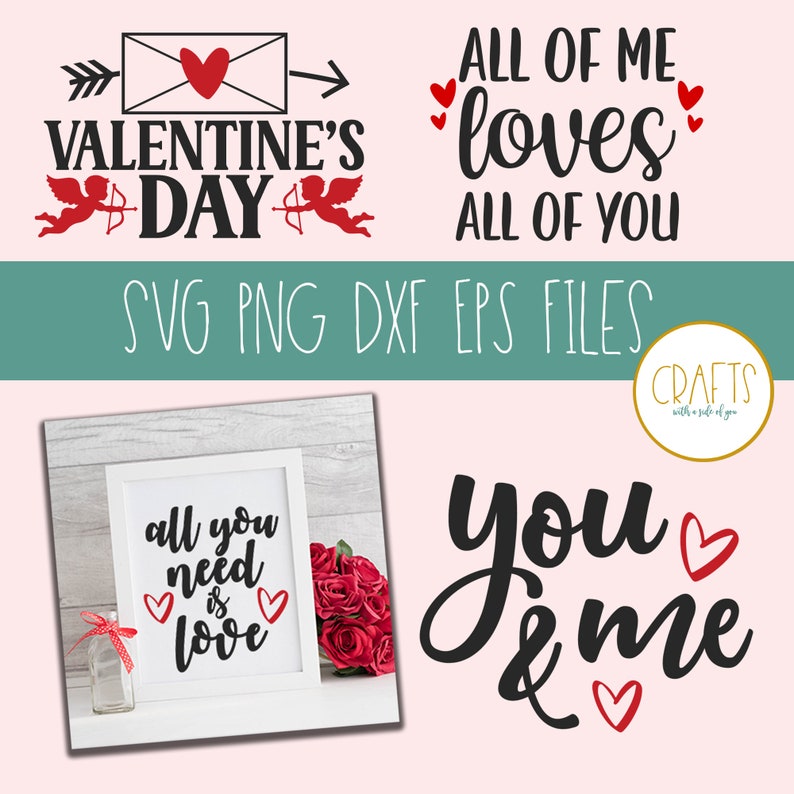 Valentines Day SVG Bundle, Valentines PNG, Cut Files Digital Download image 1