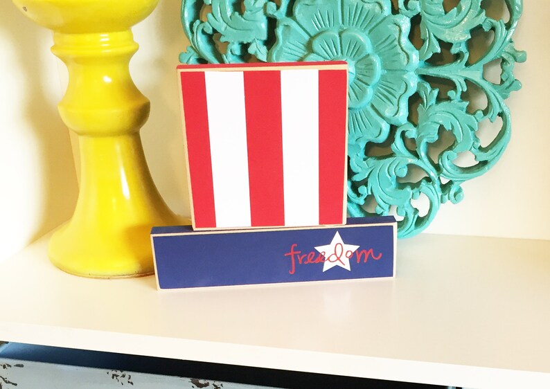 Fourth of July Decorations, 4th of July, Tiered Tray Decor, Shelf Decor image 9