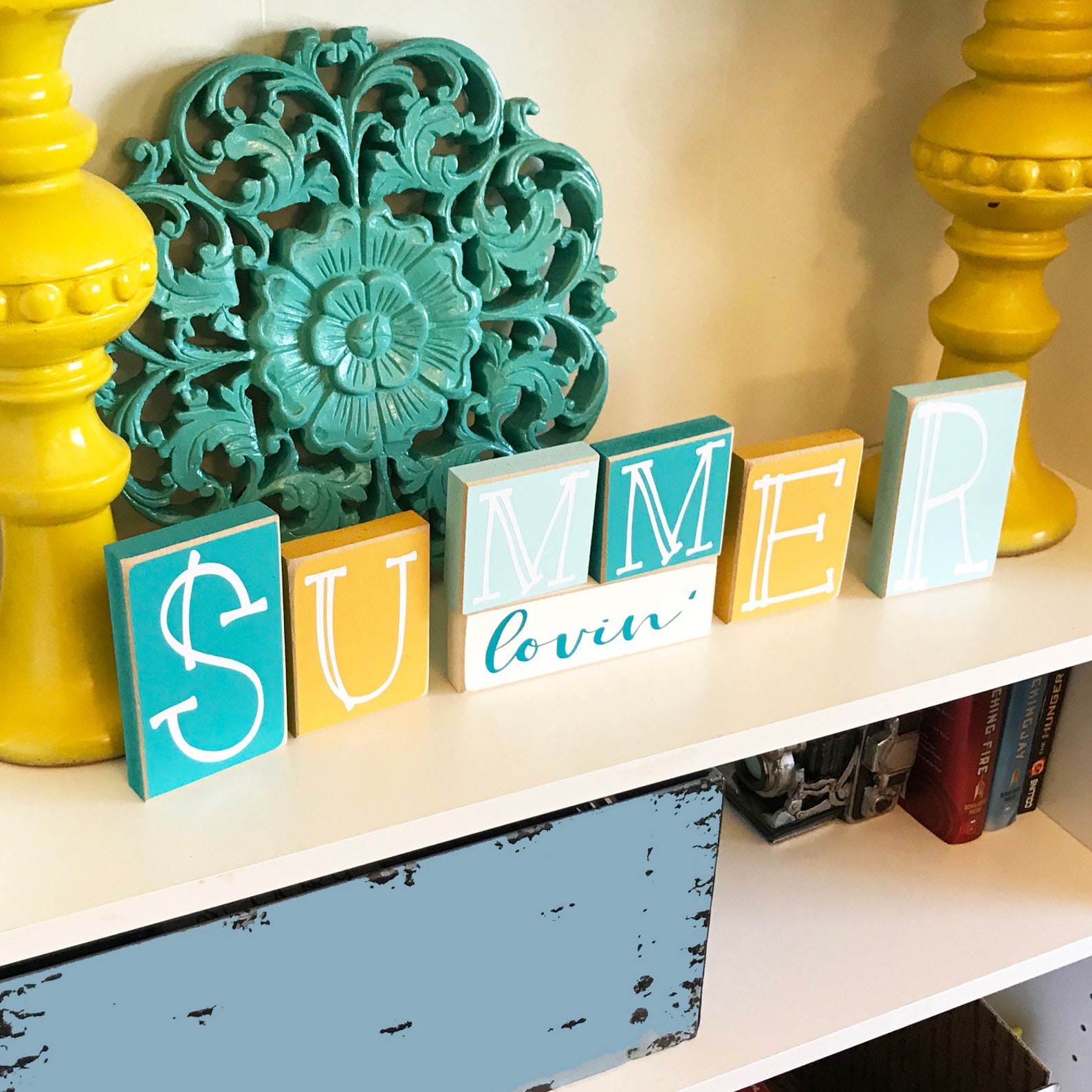 Summer Lovin' Wood Blocks Summer Shelf Decor Summer Etsy
