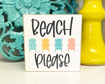 Beach Please, Beach Tiered Tray Decor, Beach Signs, Wood Signs