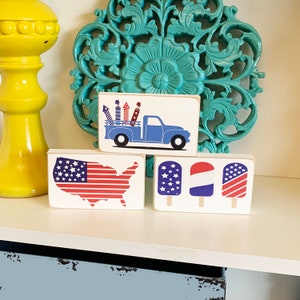 Fourth of July Decorations, 4th of July, Tiered Tray Decor, Shelf Decor image 10