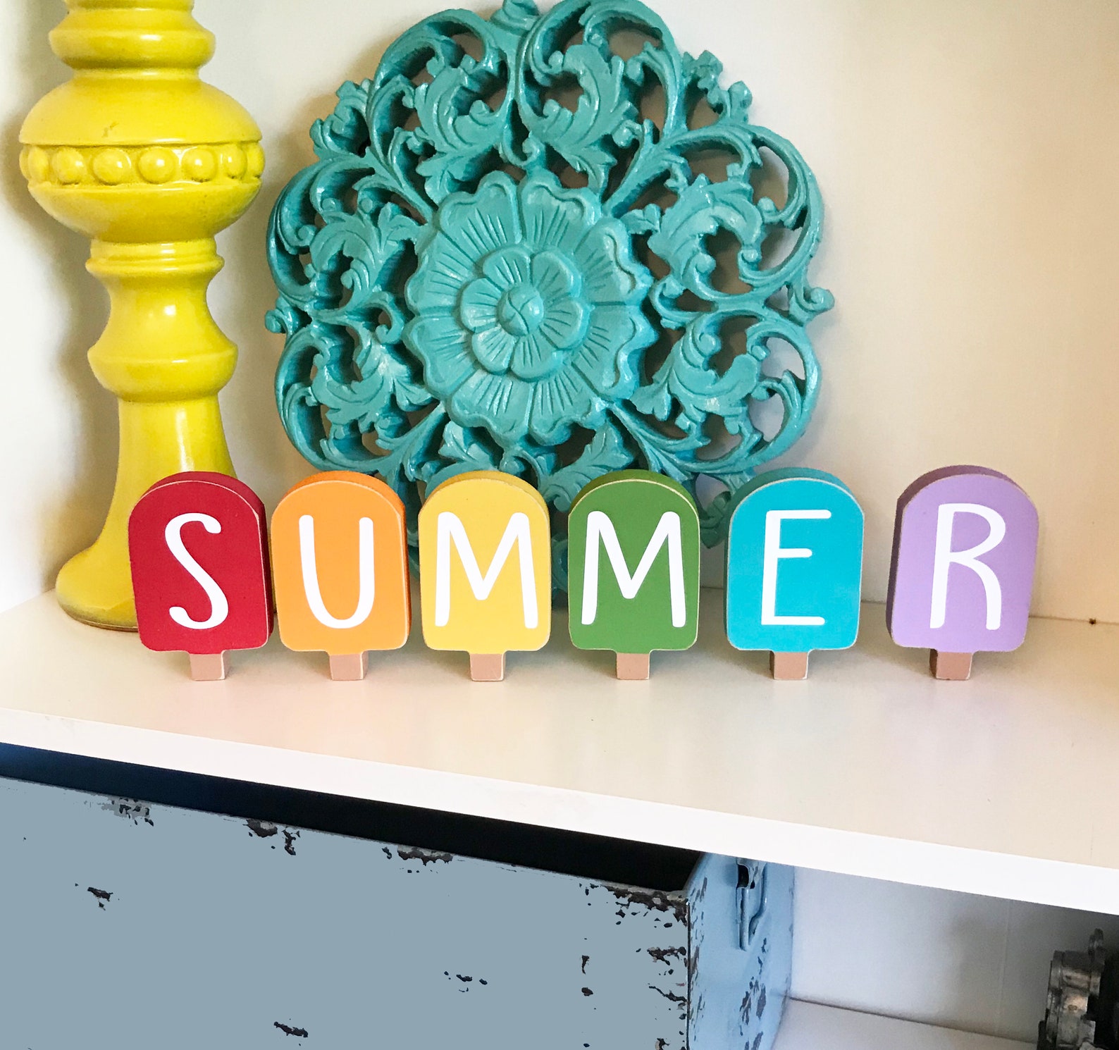 Summer Lovin' Wood Blocks Summer Shelf Decor Summer Etsy