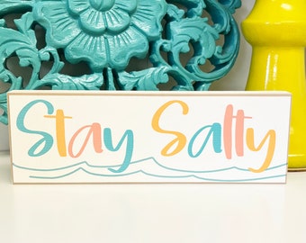 Beach Tiered Tray Decor, Stay Salty, Wood Signs, Beach Themed Decor