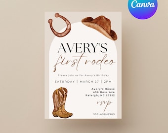 My First Rodeo Downloadable Invitation, Digital Invite, First Birthday Invitation, Editable Birthday Invitation, My First Rodeo
