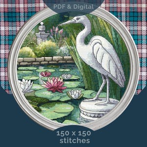 Victorian English Garden Cross Stitch | 150x150 Circle PDF Download | Country Garden Xstitch Pattern | British Countryside Digital Design