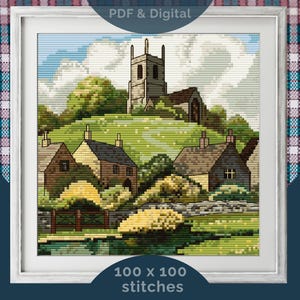 Cotswolds Village Cross Stitch Pattern: Church & Cottage (PDF and SAGA  Download, 100x100 Stitches)