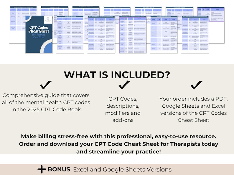CPT Codes - Therapy Billing Codes - Therapist Invoice - Therapist ...