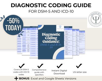 Mental Health Codes - Diagnosis Cheat Sheet - Therapist Billing - Therapist Guide - DSM 5 - ICD - DSM 5 tr - dsm 5 guide - Therapy Guides