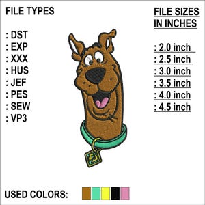 Scooby doo Embroidery Design - Cartoon Dog Embroidery Machine Files - Brown Dog Embroidery - 6 sizes - 8 Formats