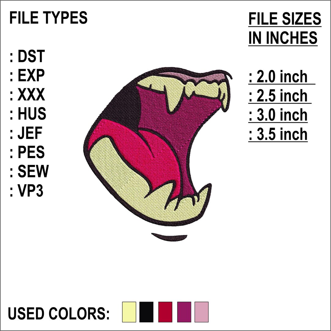 Tooth Pes Jawbone Embroidery Design: Creepy Core Fossil Teeth (PES File) - Etsy