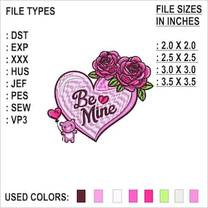 Be Mine Stickdatei, Be Mine Herz Stickerei, Mini Herzen, Herz Valentine, Liebhaber Stickerei, Jubiläumsgeschenk, digitaler Download