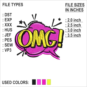OMG Embroidery, Digital Machine Embroidery Design - 4 Sizes - 8 Formats