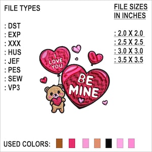 Be Mine Embroidery Design, Be Mine Heart Embroidery, Mini Hearts, Heart Valentine, Lover Embroidery, Anniversary Gift, Digital Download