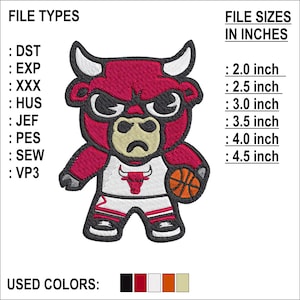 Fierce Red Bull Embroidery Design: Animal Machine Embroidery File (6 Sizes, 8 Formats)