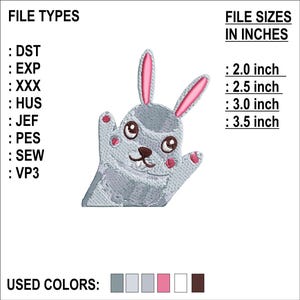 Cute Easter Bunny Embroidery Design, 4 sizes, 8 Formats, Instant Download