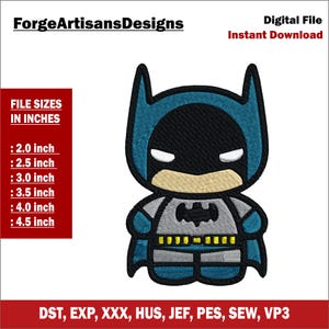 Kids Superhero Embroidery Design - Cartoon Character Machine Embroidery File - 6 Sizes - 8 Formats