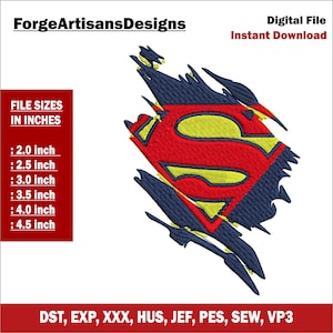 Super Hero, Super Man Embroidery Design , Instant Download, 6 Sizes, 8 Formats