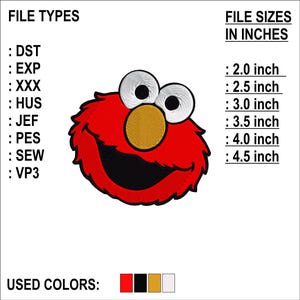 Red Comic Character Embroidery Design - Inspired by Classic Cartoons - PES JEF Formats - Instant Download - 6 Sizes - 8 Formats