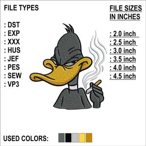 Duck Machine Embroidery Design: Farm Animal, Western Style (6 Sizes, 8 Formats)