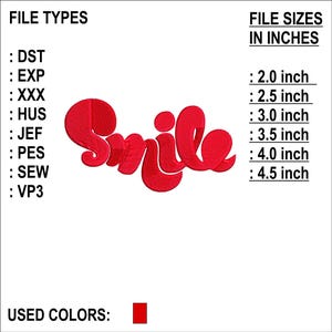 Smile Machine Embroidery Design, Happy Face Embroidery, 6 sizes, 8 Formats