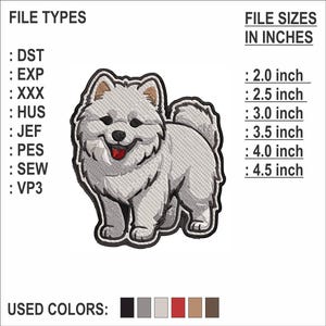 White Puppy Embroidery Design, Dog Machine Embroidery Design File, Trendy Dog Embroidery Designs, Animal Embroidery Design File