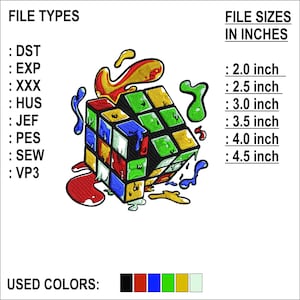 Rubiks Cube - Machine Embroidery Design, Embroidery Designs, Machine Embroidery, Embroidery Patterns, Embroidery Files, Instant Download