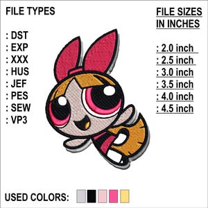 Puff Mädchen Stickerei, Buttercup Stickerei, mehrere Nadel-Design, süßes Mädchen Sofort Download, Maschinenstickerei, Design 6 Größen