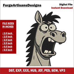 Donkey Embroidery Design – Rustic Farm Animal Machine Embroidery File - 6 Sizes - 8 Formats