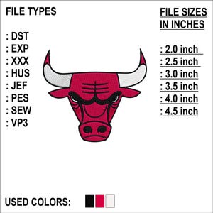 Fierce Red Bull Embroidery Design: Animal Machine Embroidery File (6 Sizes, 8 Formats)