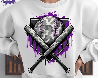 purple drip baseball png,bottomland camo, retro camo design, camo baseball png, camo softball png, icecream drip png,camo baseball png